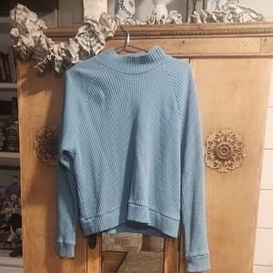 The North Face Light Blue Waffle-Knit Crew Sweater Size L